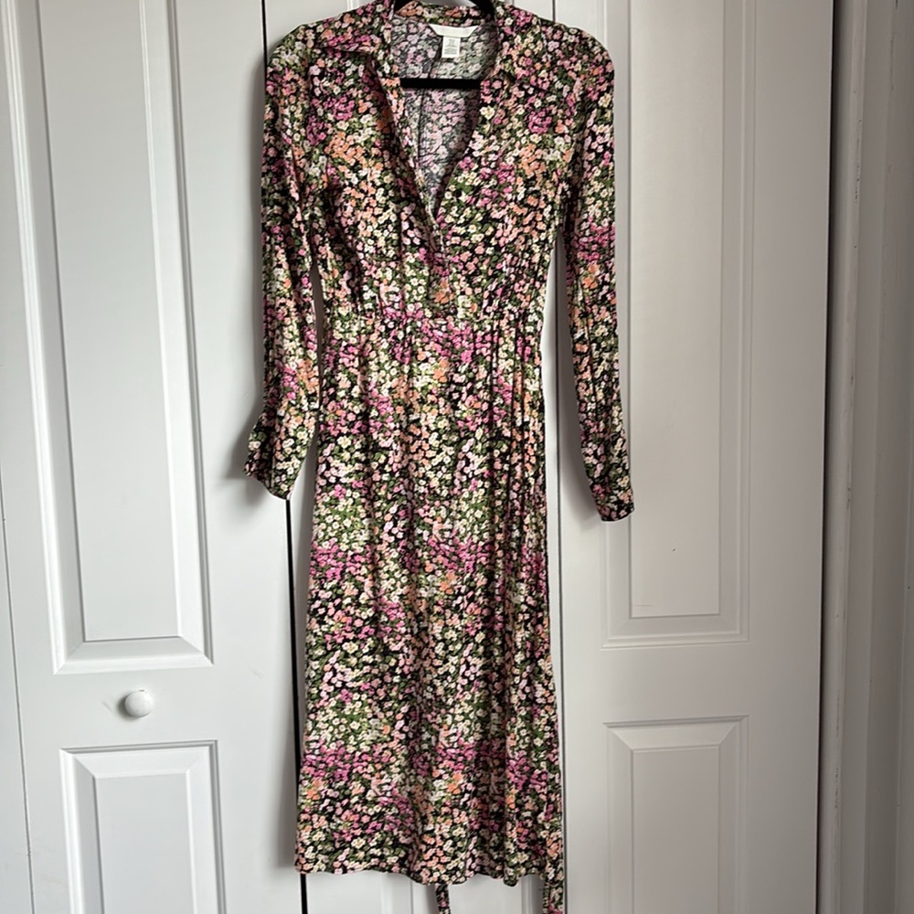 H&M floral midi shirt dress